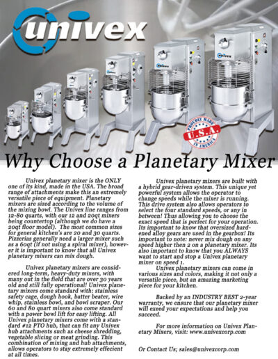 Univex Why Choose a Planetary Mixer